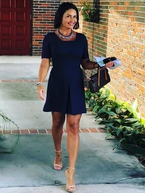 Brooks Brothers Navy Short-Sleeve Fit-and-Flare Mini Dress